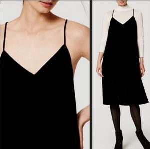 Loft Ann Taylor Black Velvet Slip Dress